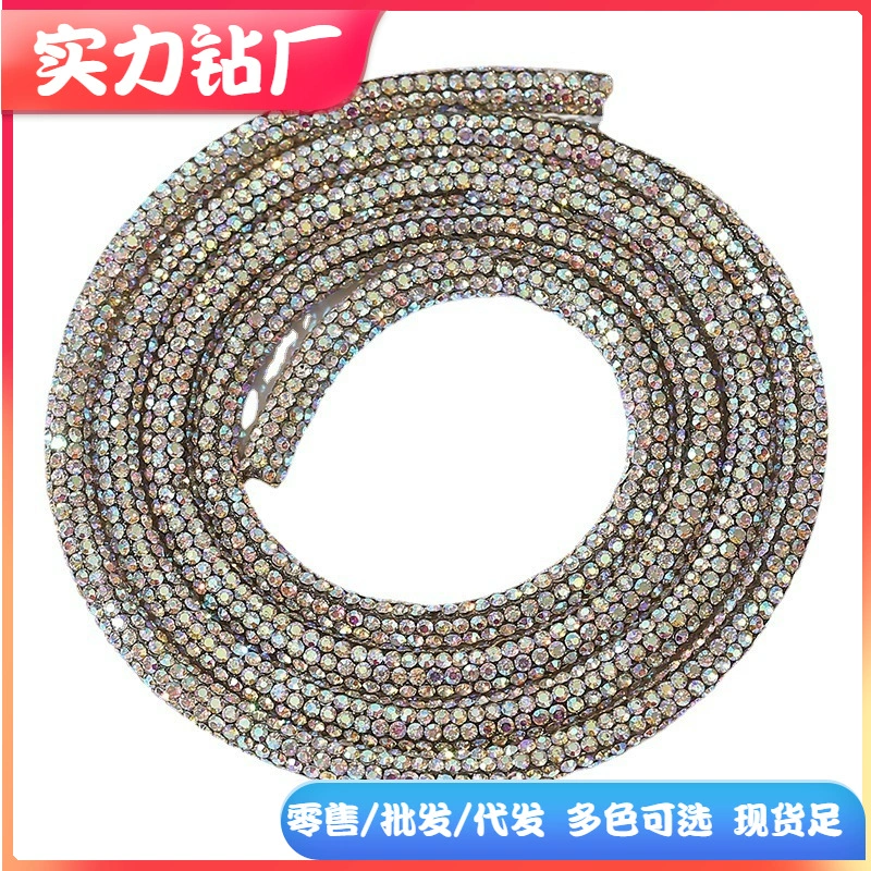 Знаменитая фабрика оптовых rhinestone diy украшения одежды аксессуары круглый полный страп цветной rhinestone лента кружевная лента