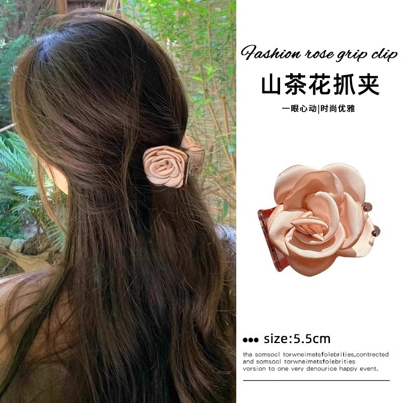 2025年新款干枯玫瑰头花女高级感半扎发饰后脑勺小抓夹花朵发夹女|undefined