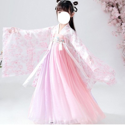 children Hanfu Children's clothing Spring and summer suit Spring cherry Xian Qi Dress Chest Ruskirt Chinese style daily ancient costume