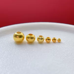 925 Ancient Silver Gold-Plated Accessories, Shiny Small Gold Beads, Spacer Beads, Round Beads, Loose Beads, Small Beads, Fortune Beads, DIY Jewelry