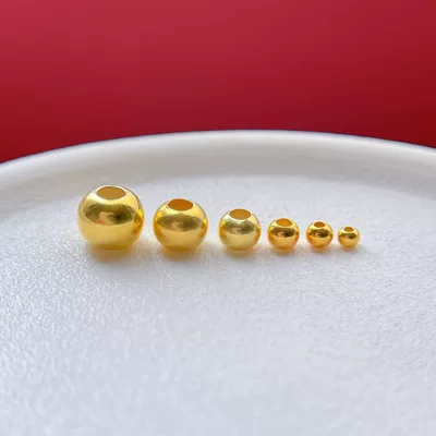 925 Ancient Silver Gold-Plated Accessories, Shiny Small Gold Beads, Spacer Beads, Round Beads, Loose Beads, Small Beads, Fortune Beads, DIY Jewelry