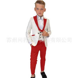 欧美新款男孩西装派对礼服三件套男孩套装休闲男孩西装儿童礼服