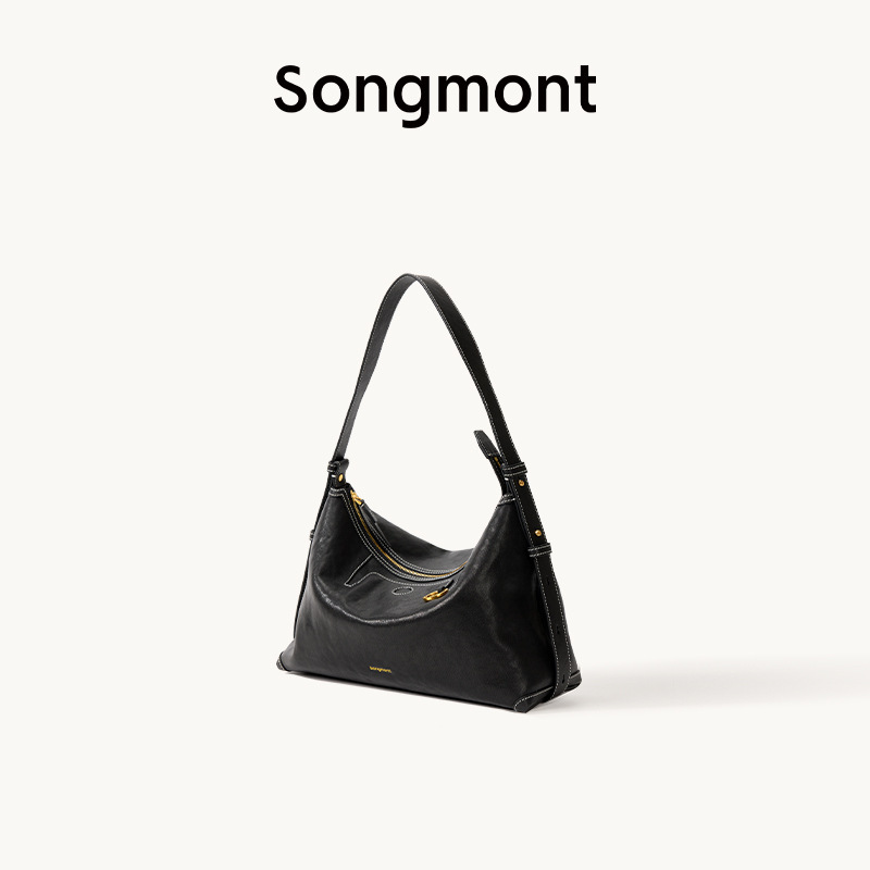 Songmont山下有松循迹系列浅行hobo包植鞣牛皮通勤腋下包饺子包女|undefined