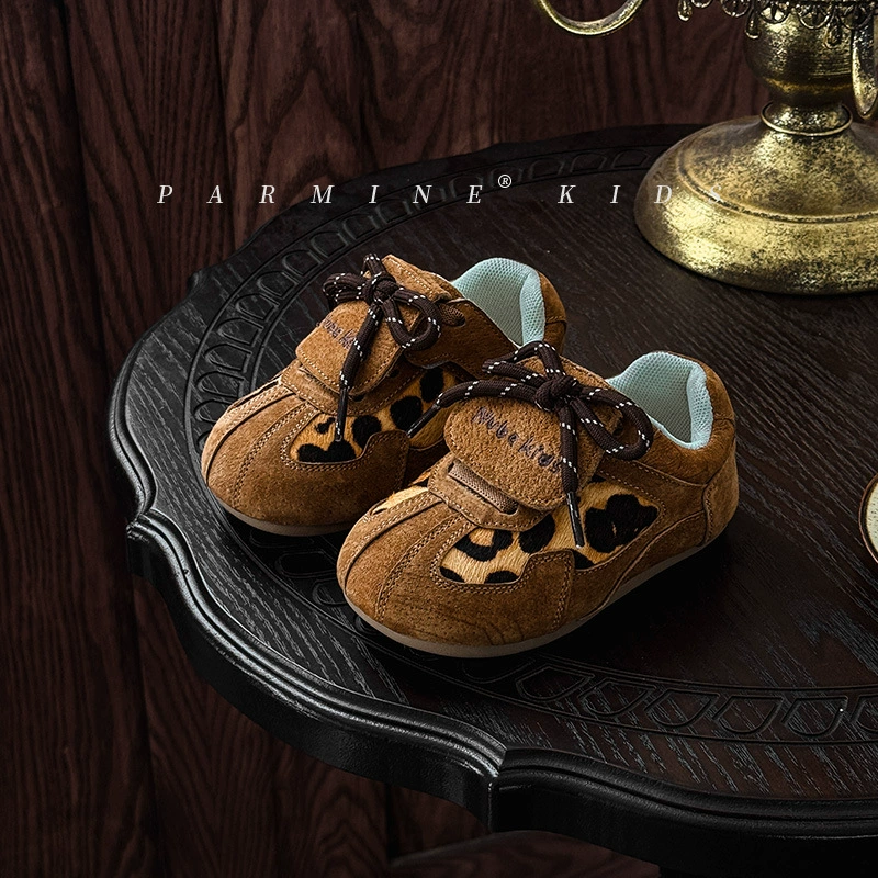 Sports shoes girl's, footwear for leisure, genuine leather, soft sole
