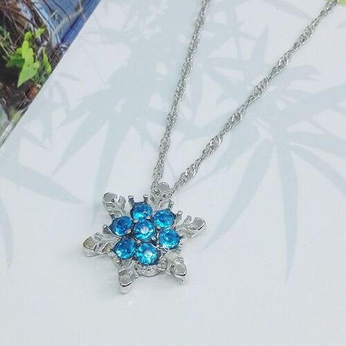 Frozen Snowflake Necklace Children's Gemstone Jewelry Princess Elsa Crystal Pendant Silver Jewelry Girls