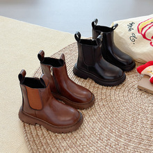 ins英伦风马丁靴2025春秋季新款韩版女童复古烟筒靴男童厚底短靴