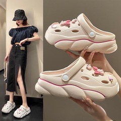 2023 Cross-border New Baotou Sandals for Women, Ins High Heels, Non-slip Summer Outdoor Wear Beach Garden Clog Sandals