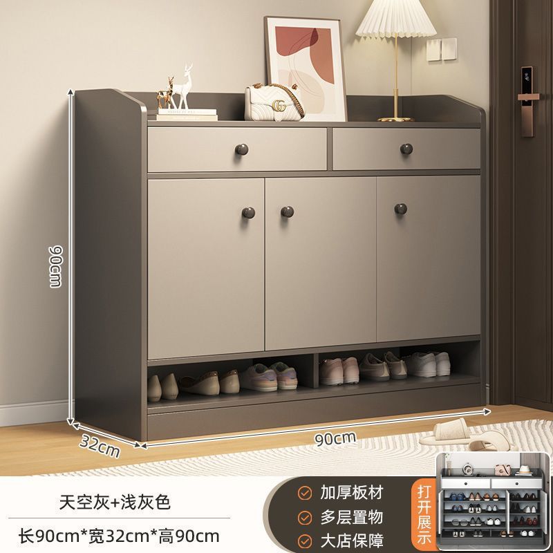 靴キャビネットホームドア 2025 新しいホットスタイル屋内玄関キャビネット一体型収納キャビネット無垢材脚多層靴ラック|undefined