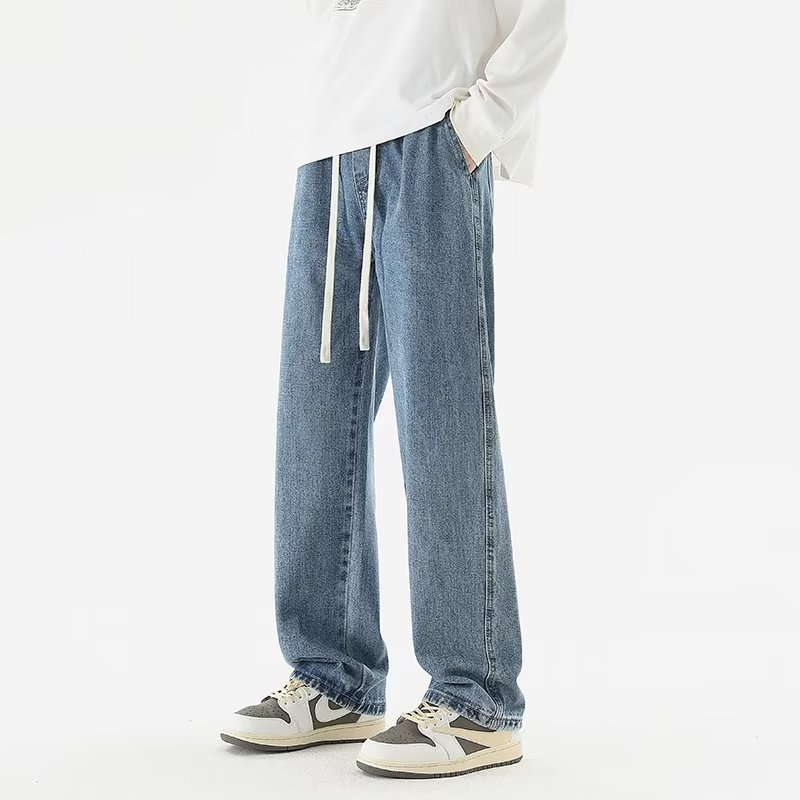 2024 primavera y otoño nuevo estilo jeans para hombres pantalones casuales rectos sueltos para hombres marca de moda pantalones de talla grande para hombres marea