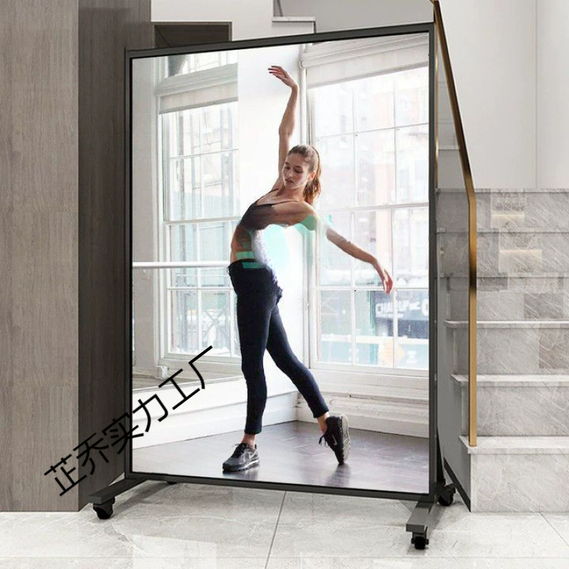 Мобильное зеркало для танцев xsz с функцией прямой трансляции, напольное зеркало в полный рост с колесами для дома, зеркало для йоги, фитнеса и репетиций в танцевальной комнате