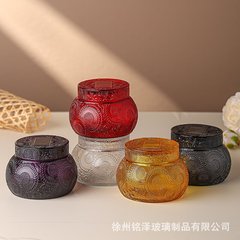 野獣派ガラス蓋空杯ろうそく台小さなかわいいアロマガラス瓶香薫ろうそく容器ガラス大腹カップ