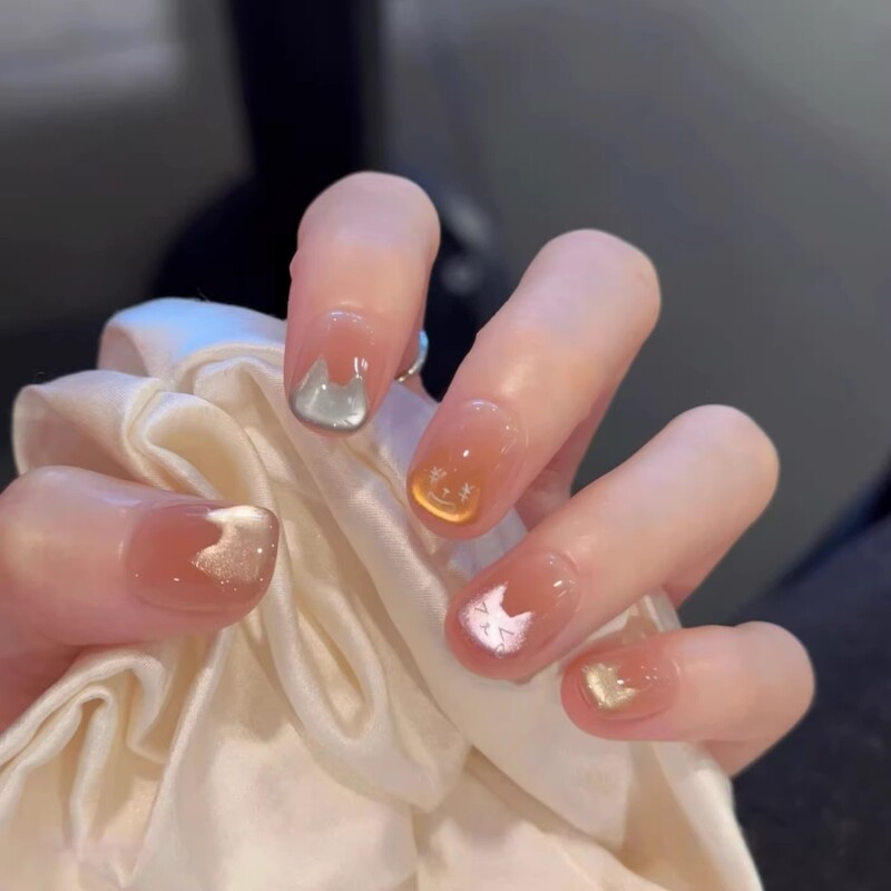 Cai Ta【Energetic Meow Meow】Soft and Adorable Dopamine Kitty Cat Eye Clear Blush Whitening Handmade Cute Wearable Nails Cai Ta【Energetic Meow Meow】Soft and Adorable Dopamine Kitty Cat Eye Clear Blush Whitening Handmade Cute Wearable Nails
