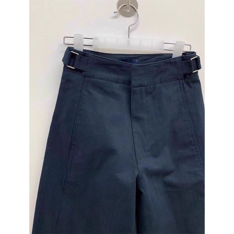 The shopkeeper keeps it! Want to weld on the leg, navy blue suit pants advanced design sense niche high waist cover pants