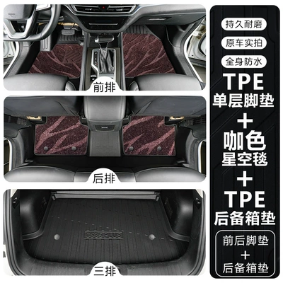Modelə uyğun ayaqaltı PLUS floor mats, 2012-2024 - changan-cs3512-18-models-tpe-floor-mat-upgrade-package-with-threshold-guards-tpe-floor-mats-brown-starry-sky-carpet-trunk-mat