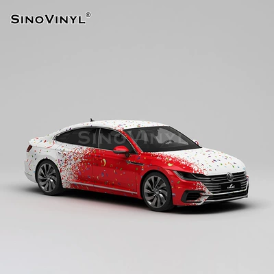 Automotive Film, painting series car color changing film - 152-18m-red-and-blue-floral-camouflage