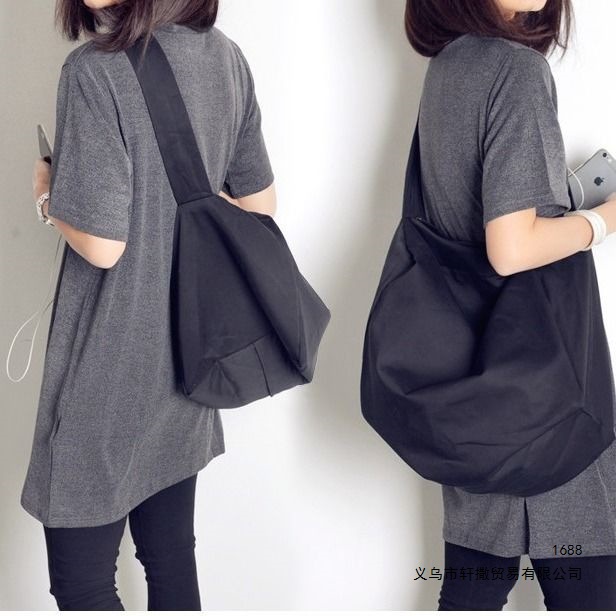 Korean ulzzang crossbody bag, Hong Kong-style Harajuku solid-color large bag, unisex shoulder bag, large-capacity gym bag