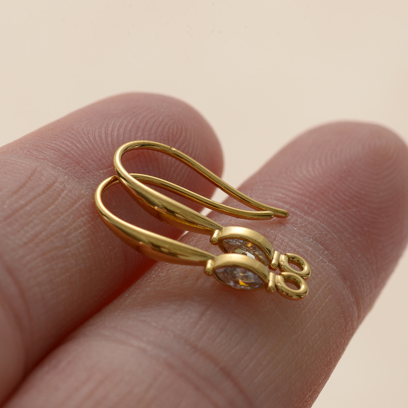 U-Shaped Ear Hooks DIY Earring Accessories Micro-Encrusted Zircon 316 Stainless Steel Pvd Real Gold Plated Semi-Finished Earring Jewelry