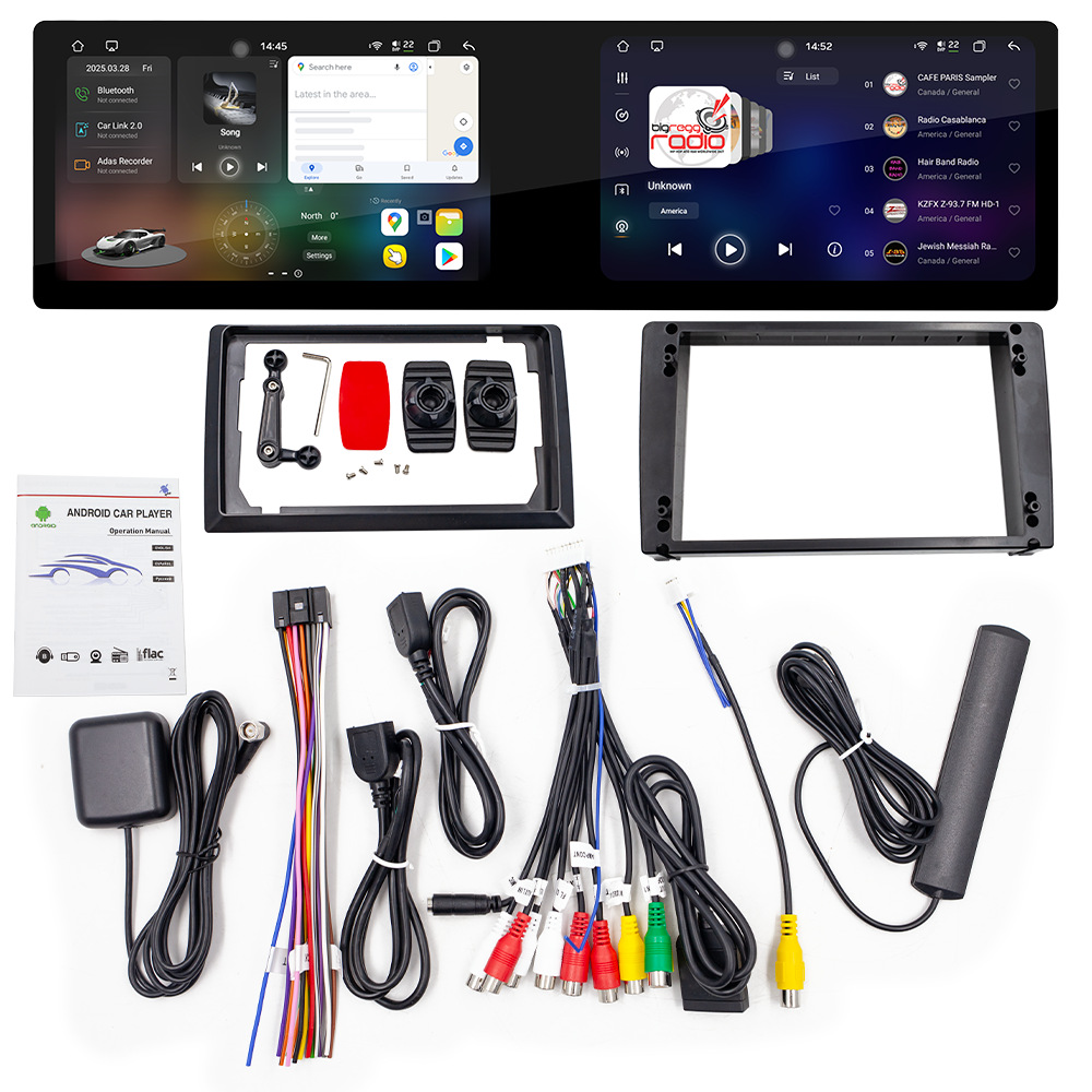 Pantalla dual transfronteriza de 10,1 pulgadas, ocho núcleos, 4G, Netcom completo, WiFi, carplay inalámbrico, Bluetooth, coche, navegación con Android