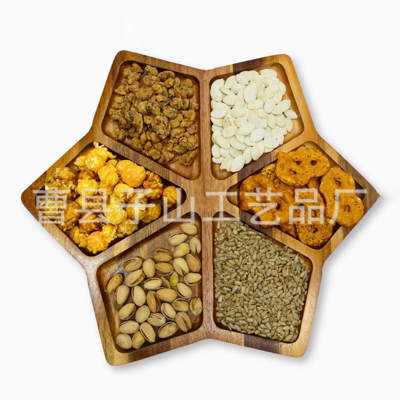 Madera frutas secas snack bandeja creativa para picnic casero snack bandeja de madera de frutas de almacenamiento