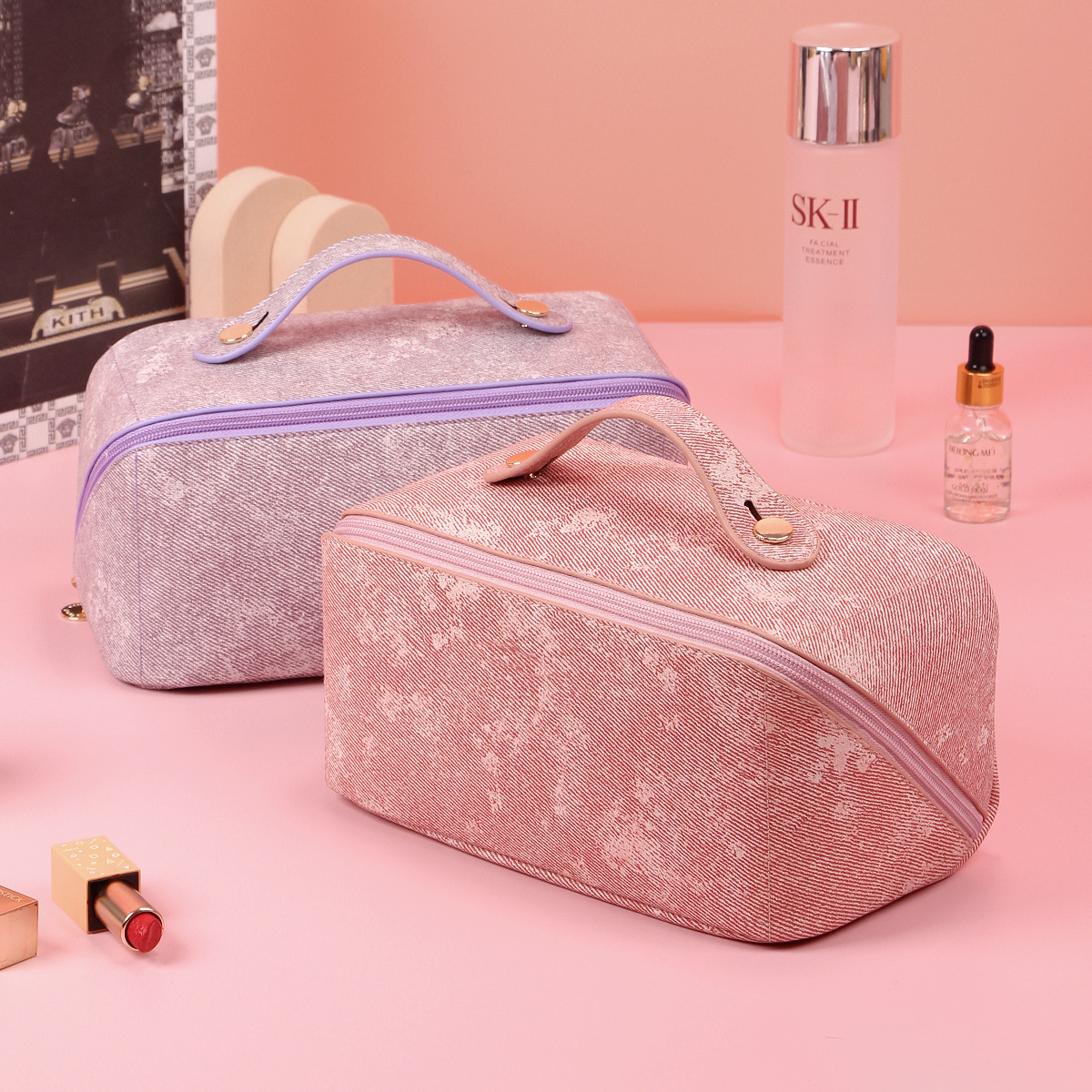 Cross border PU capacity Cosmetic Europe and America Style multi-function Storage bag senior Cosmetic wholesale
