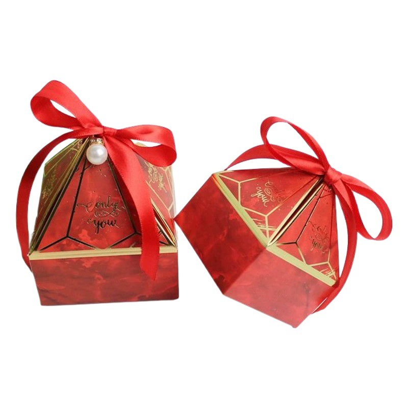 Подарочная коробка для свадебных конфет в форме бриллианта, треугольная коробка для сувениров и подарков, праздничная упаковка из бумаги в виде драгоценного камня