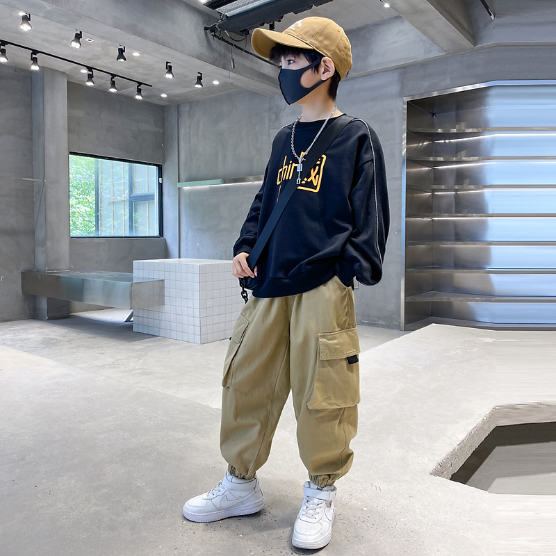 HUZHOU ZHILI 아동복 소년 케이크 바지 팬더 YUANYUAN 2025 봄 착용 어린이 바지 캐주얼 면 바지