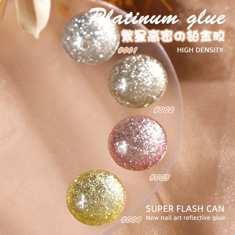Transfronteriza nueva estrella de alta densidad de platino pegamento brillante flash de uñas pegamento de uñas roto diamante esmalte de uñas pegamento brillo pegamento