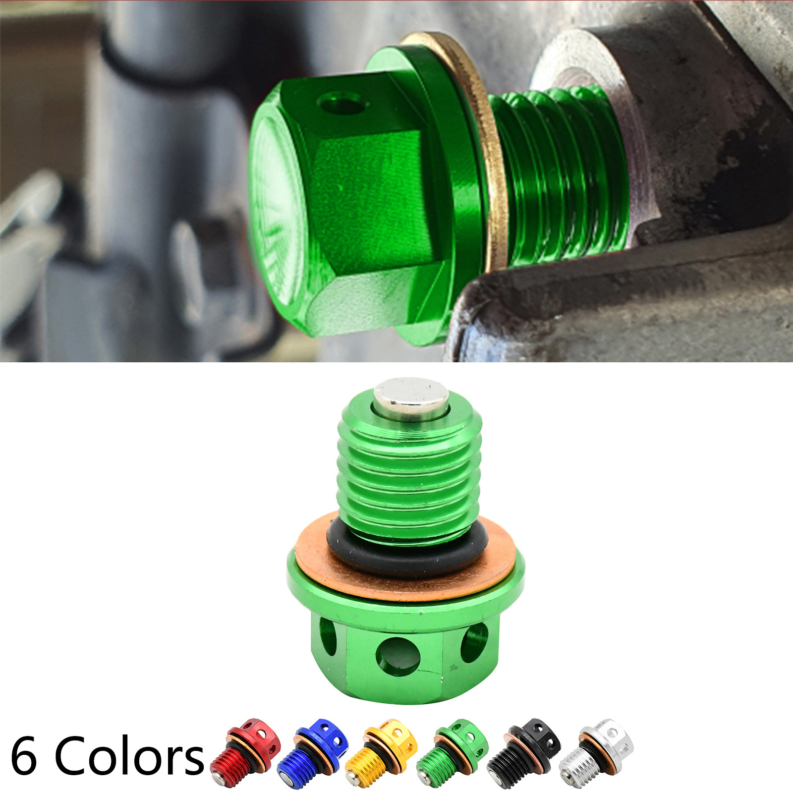 Cross-Border Motorcycle M12X1.5Mm Magnetic Engine Oil Drain Screw Strong Magnetic Slag Removal Screw Factory Wholesale