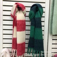 羊毛格子围巾撞色格子花纹秋冬保暖秋冬新款柔软蓬松通勤