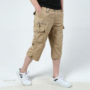 Cross-border Drop Shipping Summer Men's Shorts Medium Pants Multi-flap Pocket Pants Cargo Pants Outdoor Pure Cotton Casual Cropped Pants for Men