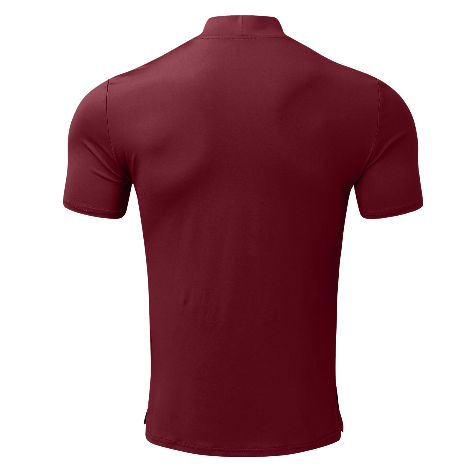 2024 Herbst und Winter Hoher Kragen Kurzarm T-Shirt Herren Unterlage Einfarbig Top_voghion.com
