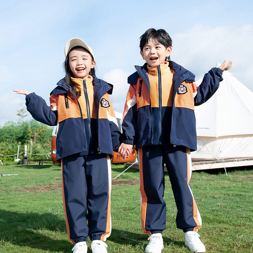 Preschool uniform set autumn winter purple first-grade class wear children's down jacket three-in-one school uniform three-piece set