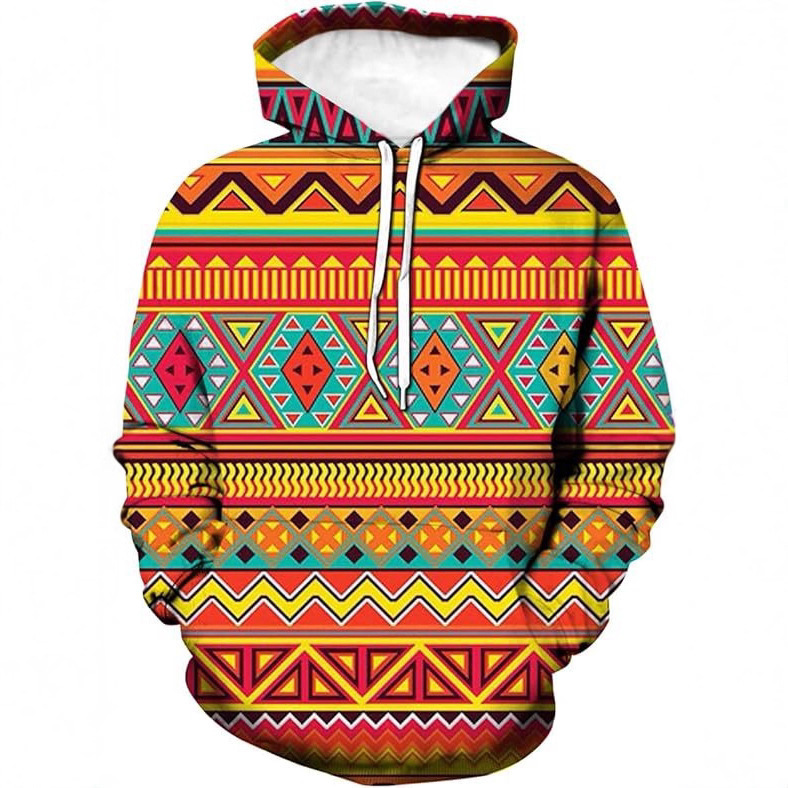 Men Women Fashion Long Sleeve Hoodies Aztec 3D Printed Pullover Sweatshirtss