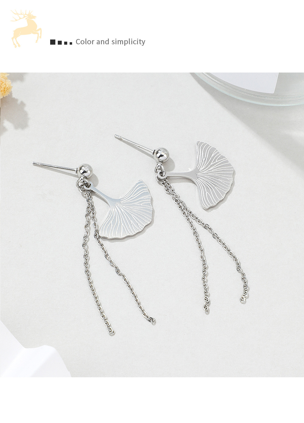 Lady Leaf Patchwork Plating Stainless Steel No Inlaid Earrings display picture 4