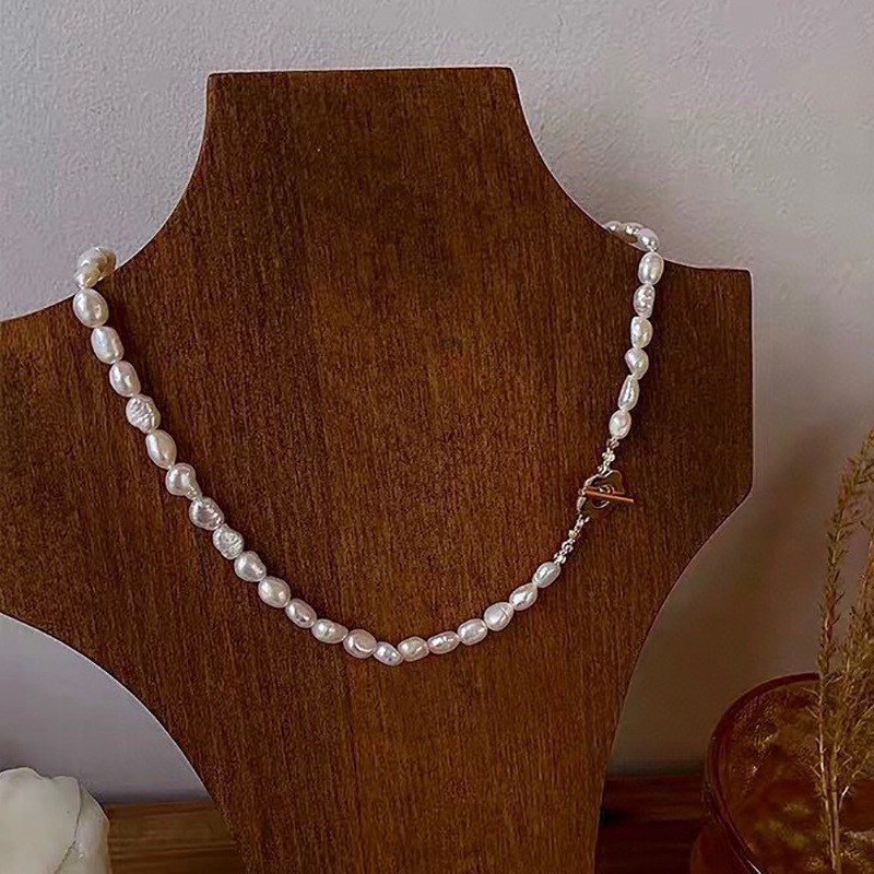 巴洛克天然淡水珍珠项链女ins赫本风小众高级感14k注金OT扣锁骨链