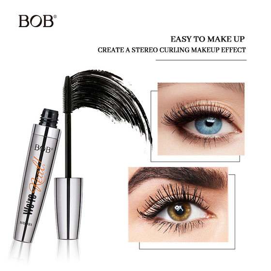 Cross-border makeup BOB mascara waterproof, sweat-proof, durable, not easy to faint, slender, long, curly roots, clear no makeup