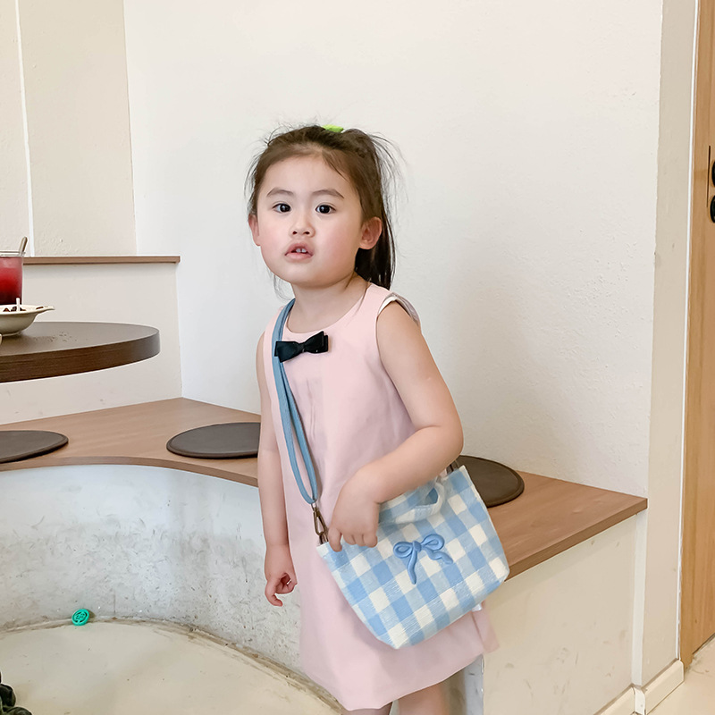 letras extranjeras bolsos de hombro para niños, lona bordada, bolsos de mochila para niños y niñas, bolsos de moda para niños, bolsos de arco a cuadros