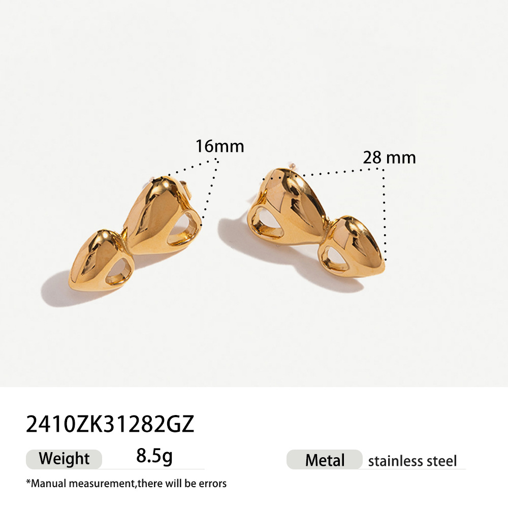 Taena Cross-border Pendientes de acero inoxidable europeos y americanos Pendientes de circón de amor de alta gama de lujo ligero Joyería de moda para mujer retro