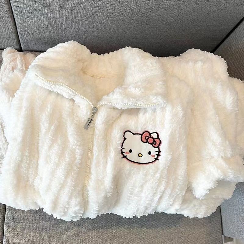 봉제 파자마 여성의 가을과 겨울 두꺼운 산호 양털 기모 따뜻한 세트 홈 옷 투피스 겨울 잠옷