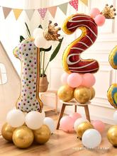 宝宝周岁生日装饰 蛋糕数字铝膜气球糖果甜甜圈 数字气球立柱路引