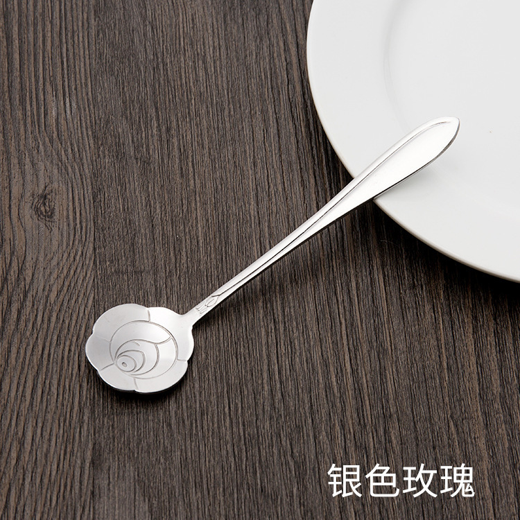 不锈钢勺子家用金色樱花勺甜品勺创意咖啡搅拌勺结婚伴手礼小勺子|undefined