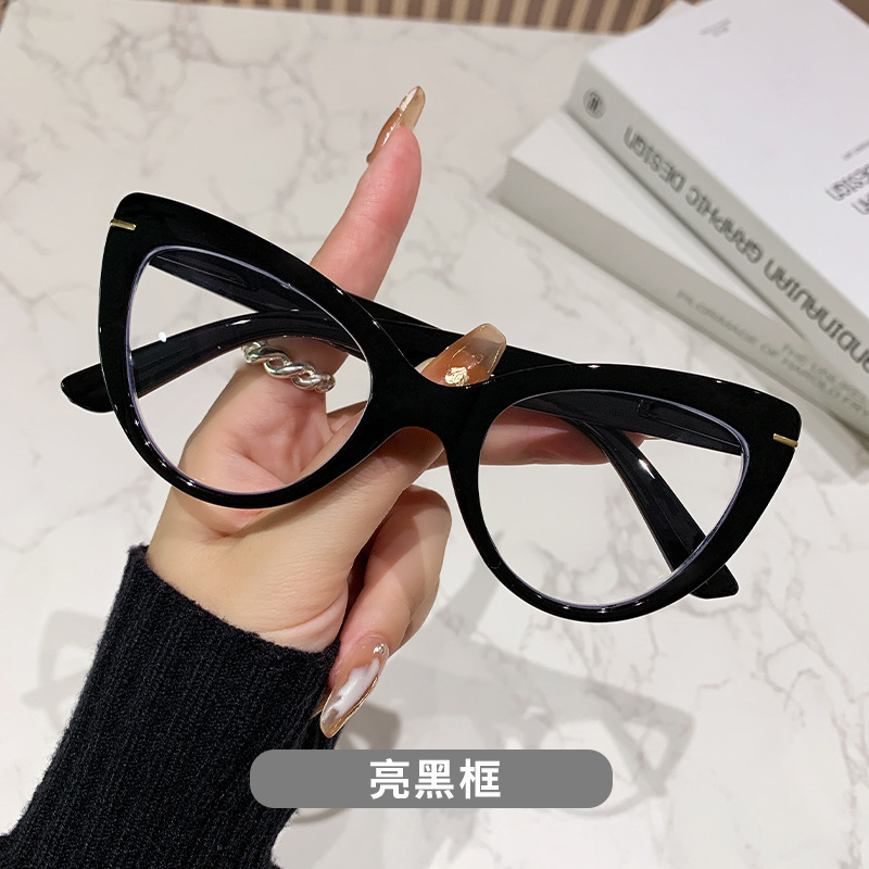 新款跨境时尚防蓝光老花镜女欧美潮流猫眼老花眼镜老人高清平光镜|undefined
