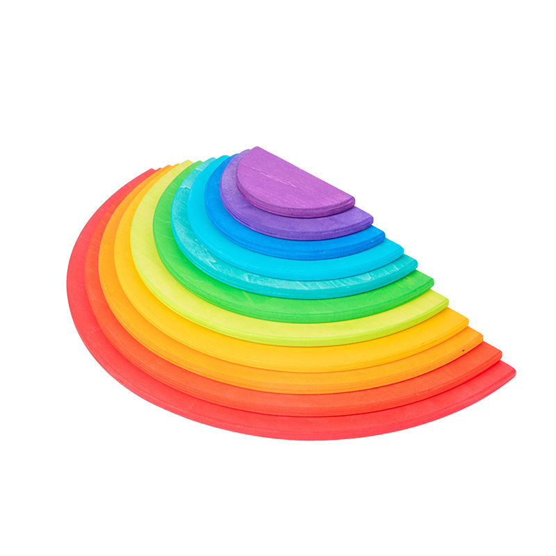Bloques de construcción de arco iris para niños de madera juguetes bebé color cognición educación infantil altura apilamiento 3-10 años Juguetes