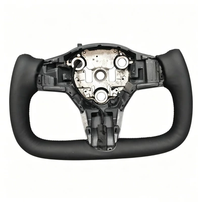 Suitable for Tesla Model Y/3 New Yoke Racing Square Steering Wheel Frame Modification with Heating (Steering wheel) - black