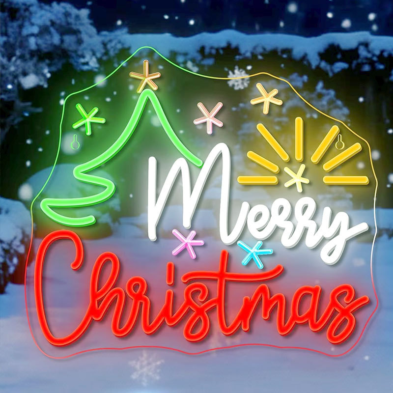 Merry Christmas Tree LED Neon Lights, USB Powered, Dimmable, Vibrant LED Neon Lights