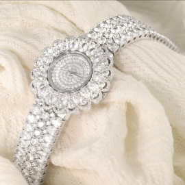 高奢满天星女腕表s925纯银镶钻花朵经典款时尚潮流珠宝手表