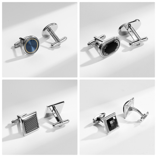 Classic French-style copper pinstripe cufflinks with gold plating for men's business evening shirts