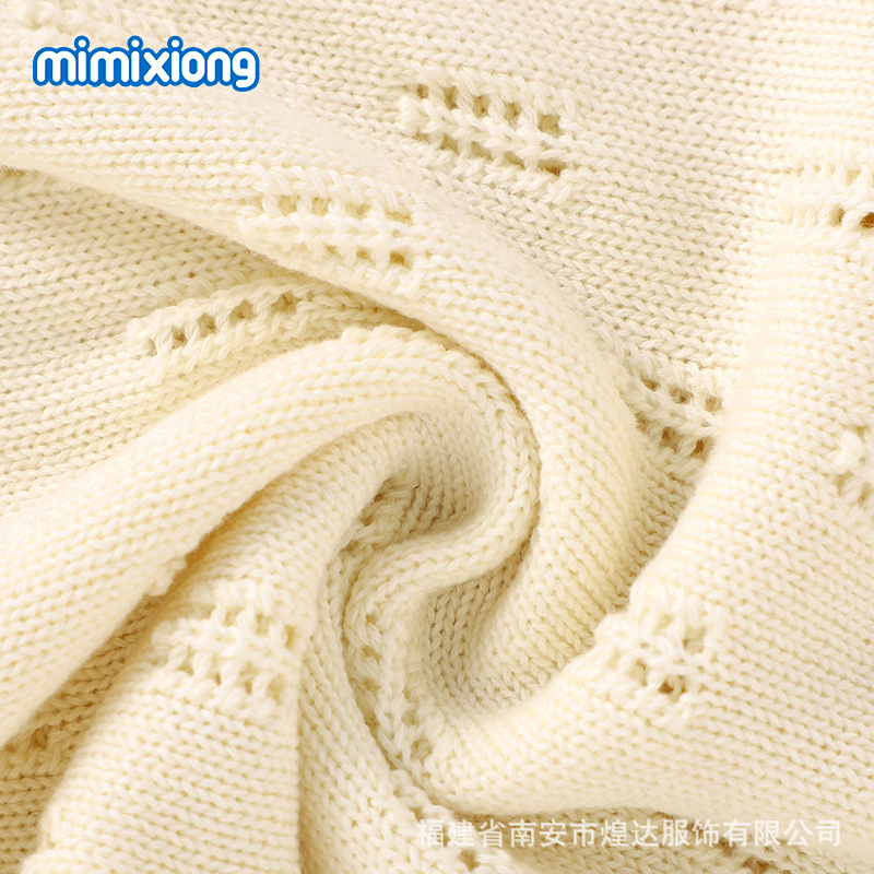 ins热卖咪咪熊春夏新款婴儿简约镂空连体包屁哈衣+帽子套装