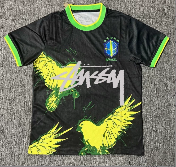 Футболка Stussy Stussy с подписью, Аргентина, Интер, Бразилия, Италия, Фламенго, короткие рукава