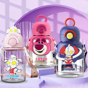 Ultraman Big Belly Cup Children's Straw Cup Children's Summer Plastic Water Cup High Temperature Resistant Student Sports Portable Kettle